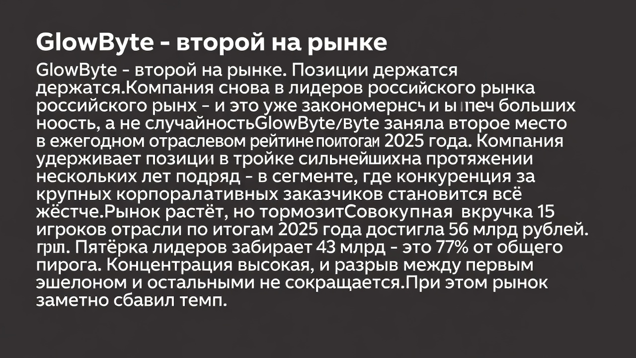 GlowByte - второй на рынке. Позиции держатся.